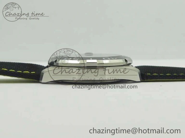 Aquaracer Calibre 43mm SS V6F Best Edition Black Textured Dial Ceramic Bezel On Nylon Strap A2824
