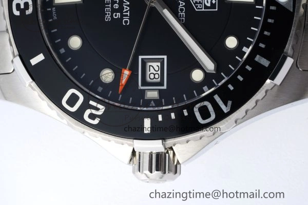 Aquaracer Calibre 5 41.5mm TARF 1:1 Best Edition Black Dial Black Bezel on SS Bracelet SW200