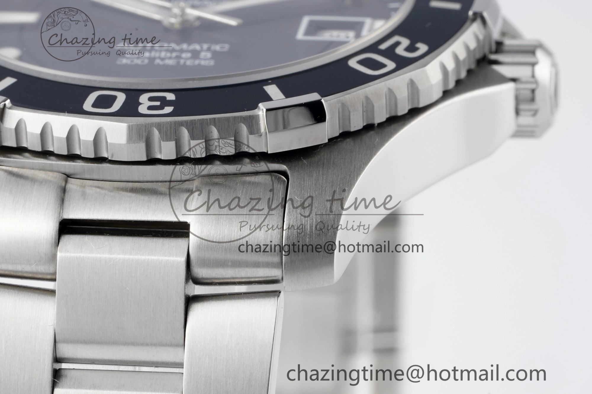 Aquaracer Calibre 5 41.5mm TARF 1:1 Best Edition Black Dial Black Bezel on SS Bracelet SW200