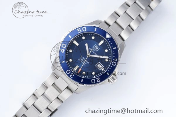 Aquaracer Calibre 5 41.5mm TARF 1:1 Best Edition Blue Dial Blue Bezel on SS Bracelet SW200