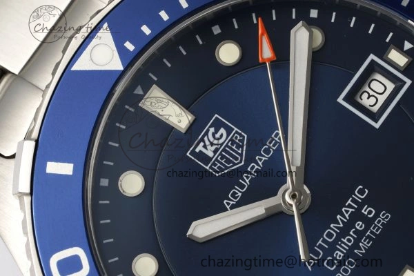 Aquaracer Calibre 5 41.5mm TARF 1:1 Best Edition Blue Dial Blue Bezel on SS Bracelet SW200