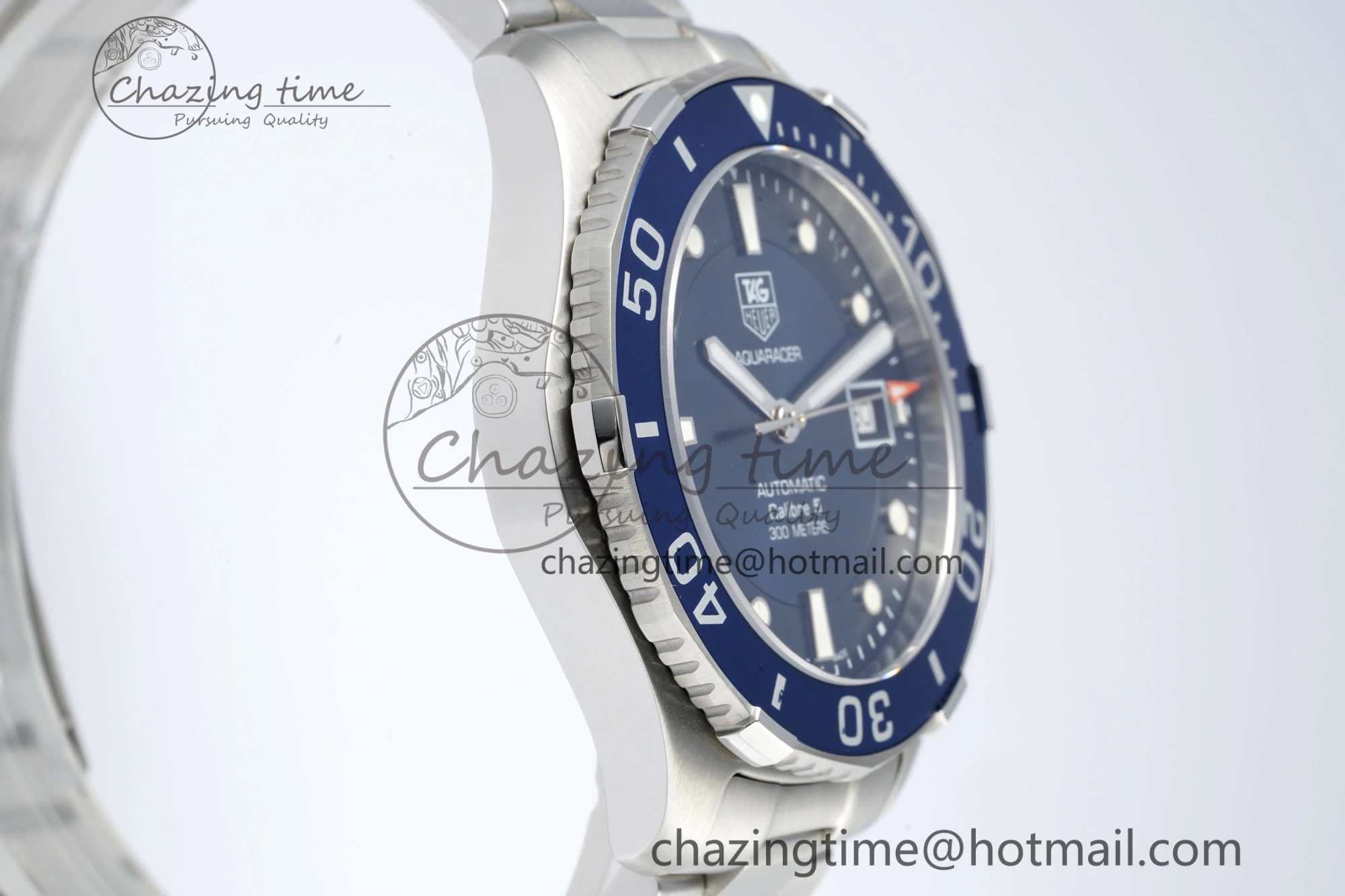 Aquaracer Calibre 5 41.5mm TARF 1:1 Best Edition Blue Dial Blue Bezel on SS Bracelet SW200