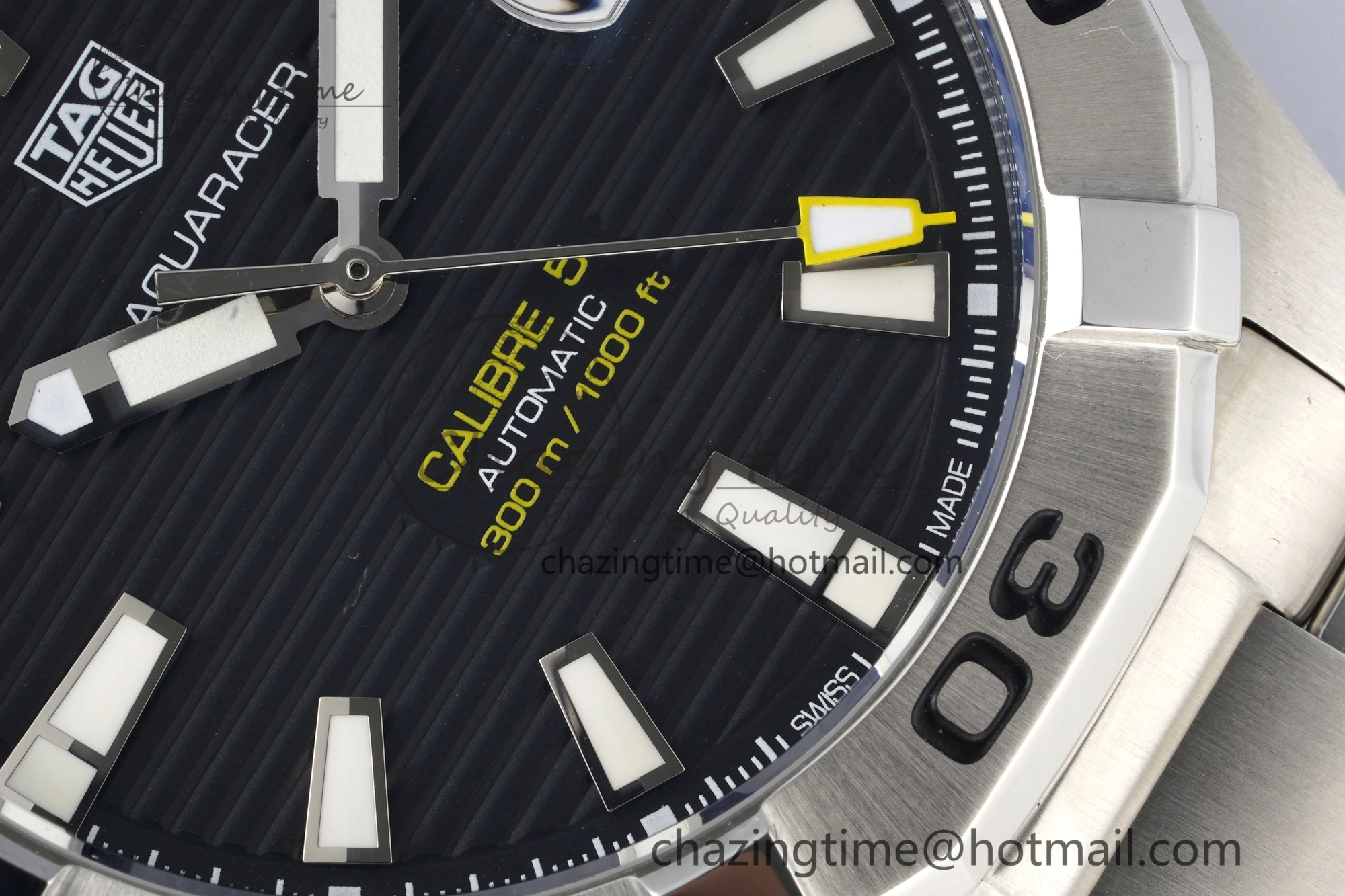Aquaracer Calibre 5 44mm TARF 1:1 Best Edition Black Dial SS Bezel on SS Bracelet SW200