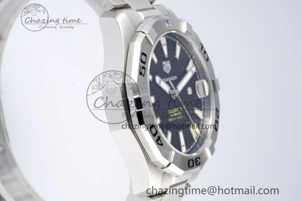 Aquaracer Calibre 5 44mm TARF 1:1 Best Edition Black Dial SS Bezel on SS Bracelet SW200
