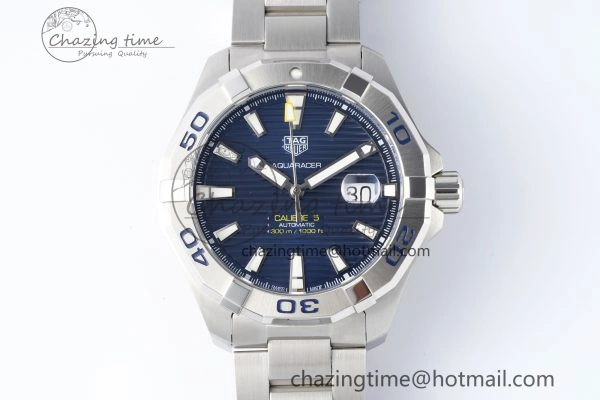 Aquaracer Calibre 5 44mm TARF 1:1 Best Edition Blue Dial SS Bezel on SS Bracelet SW200