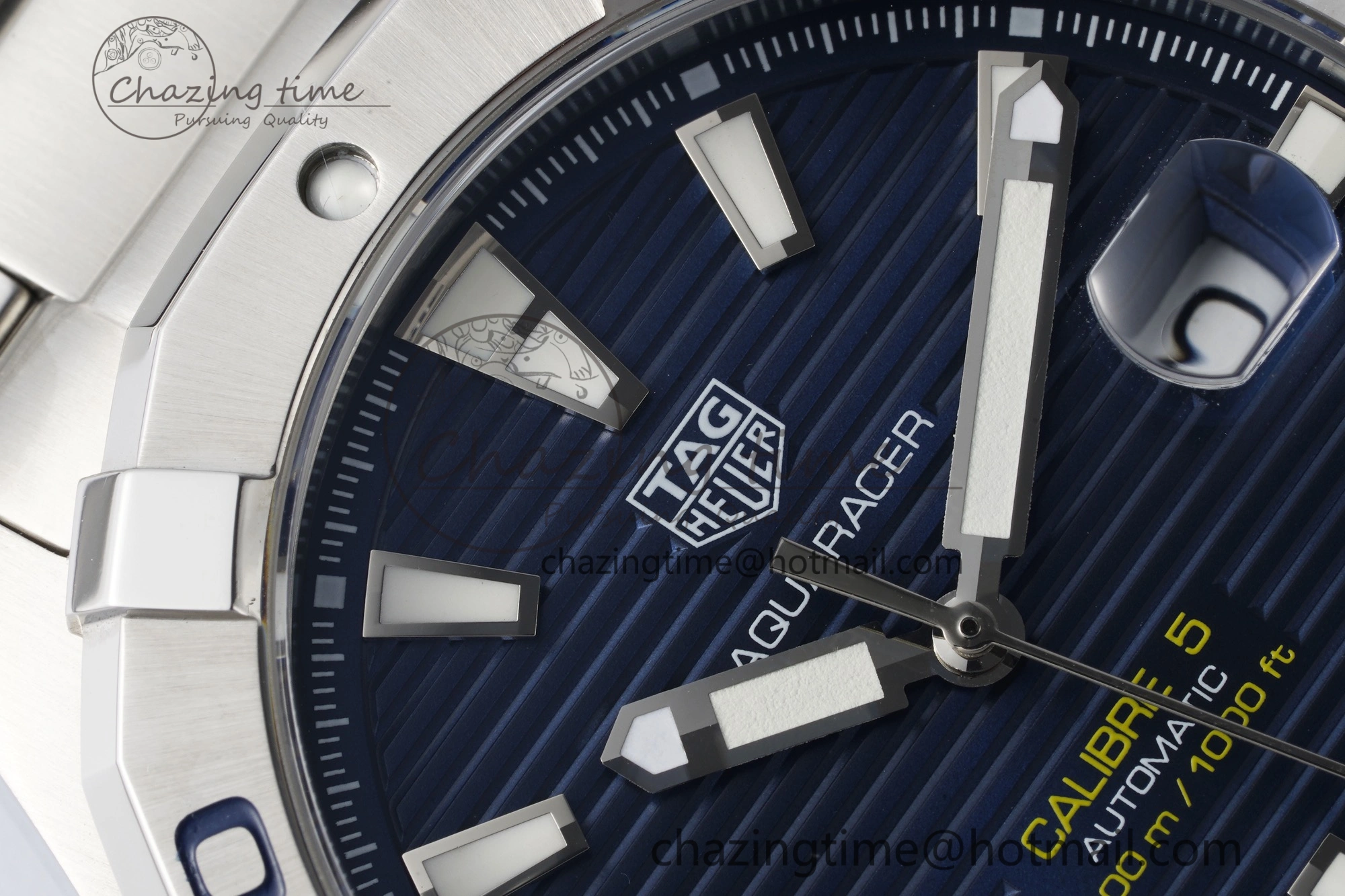 Aquaracer Calibre 5 44mm TARF 1:1 Best Edition Blue Dial SS Bezel on SS Bracelet SW200