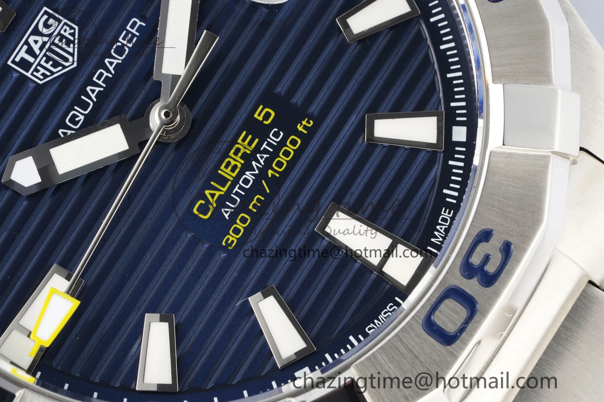 Aquaracer Calibre 5 44mm TARF 1:1 Best Edition Blue Dial SS Bezel on SS Bracelet SW200