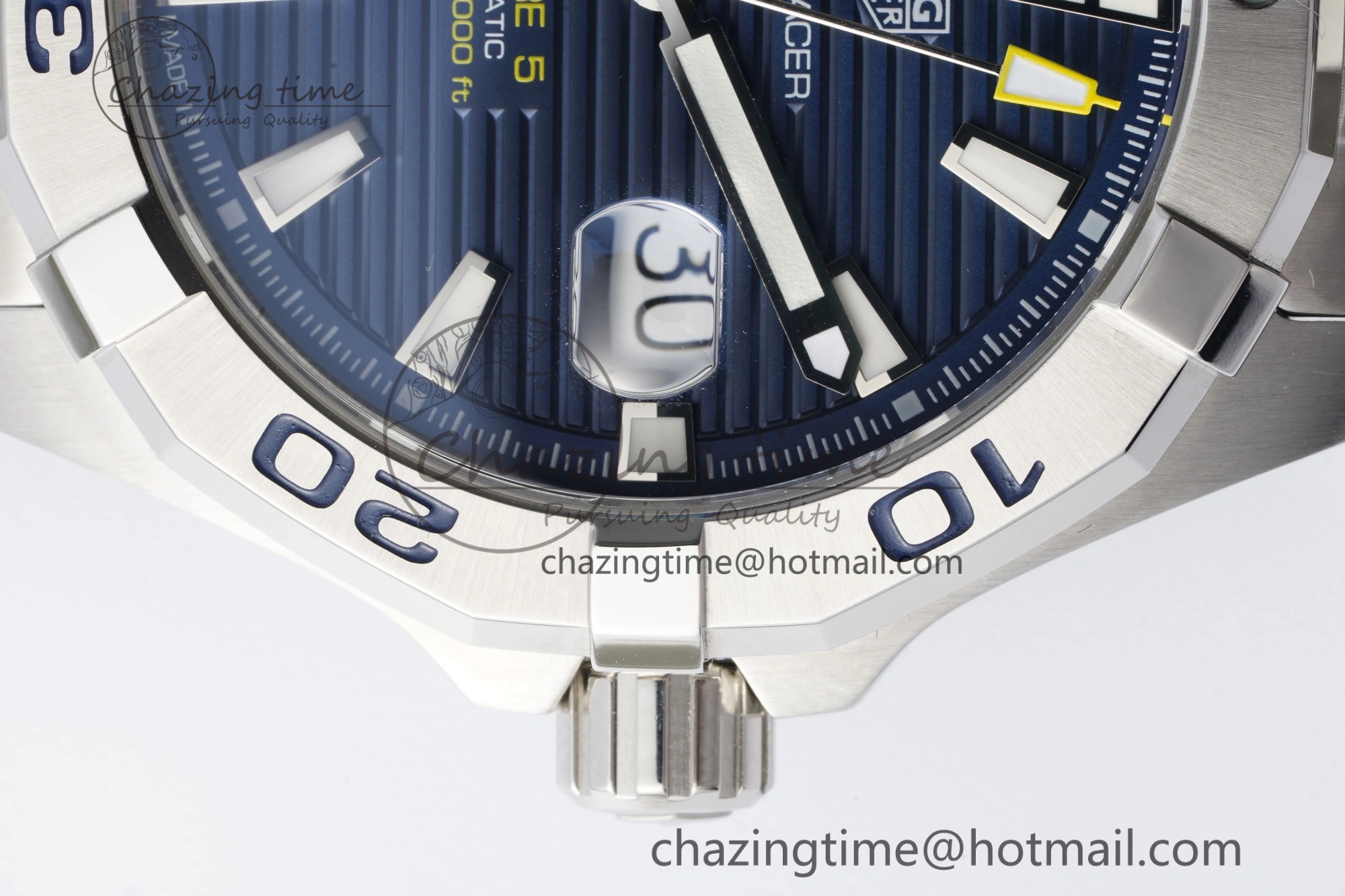 Aquaracer Calibre 5 44mm TARF 1:1 Best Edition Blue Dial SS Bezel on SS Bracelet SW200