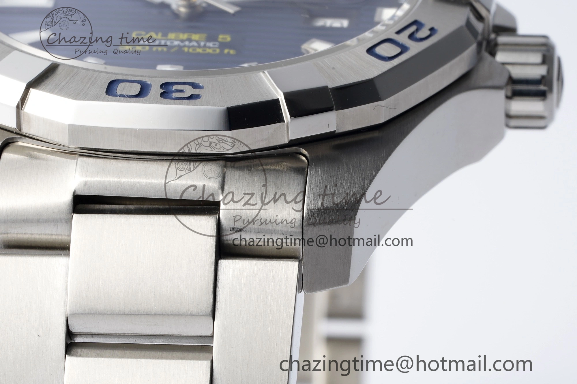 Aquaracer Calibre 5 44mm TARF 1:1 Best Edition Blue Dial SS Bezel on SS Bracelet SW200