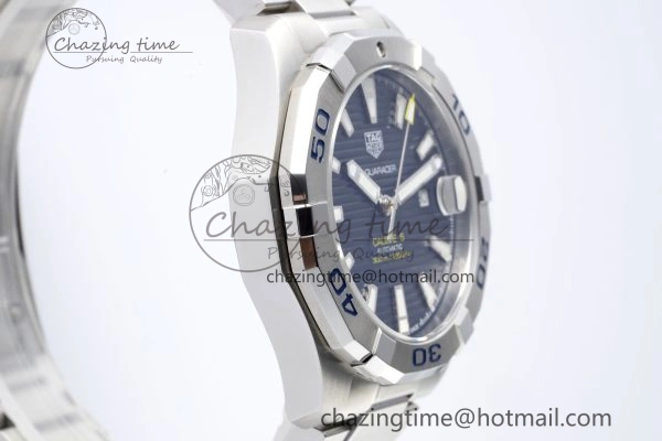 Aquaracer Calibre 5 44mm TARF 1:1 Best Edition Blue Dial SS Bezel on SS Bracelet SW200