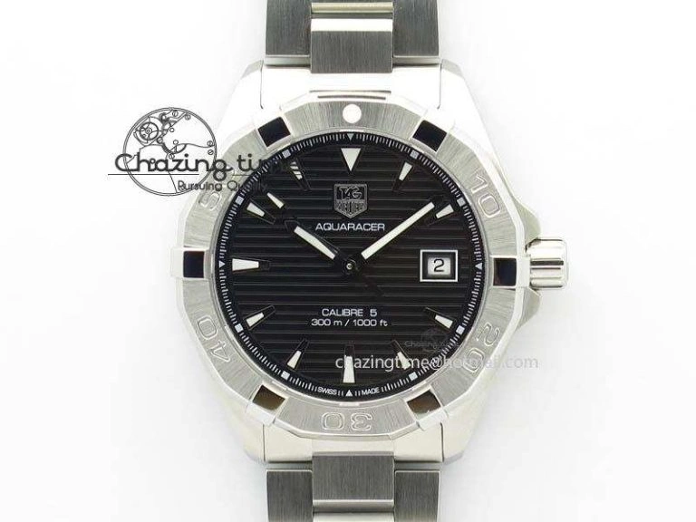 Aquaracer Calibre 5 44mm TARF 1:1 Best Edition Blue Dial SS Bezel on SS Bracelet SW200