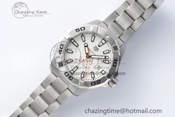 Aquaracer Calibre 5 44mm TARF 1:1 Best Edition White Dial SS Bezel on SS Bracelet SW200
