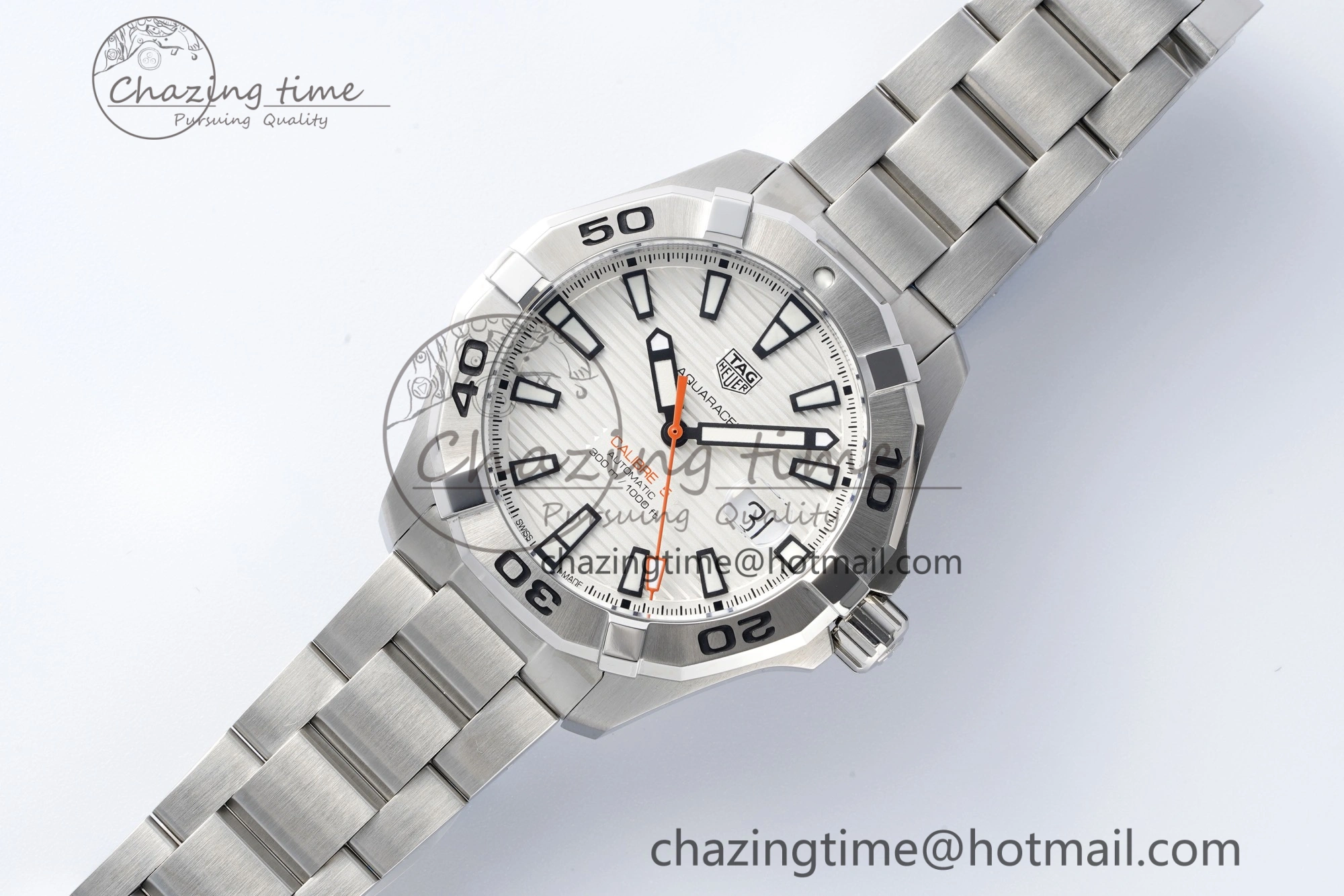 Aquaracer Calibre 5 44mm TARF 1:1 Best Edition White Dial SS Bezel on SS Bracelet SW200