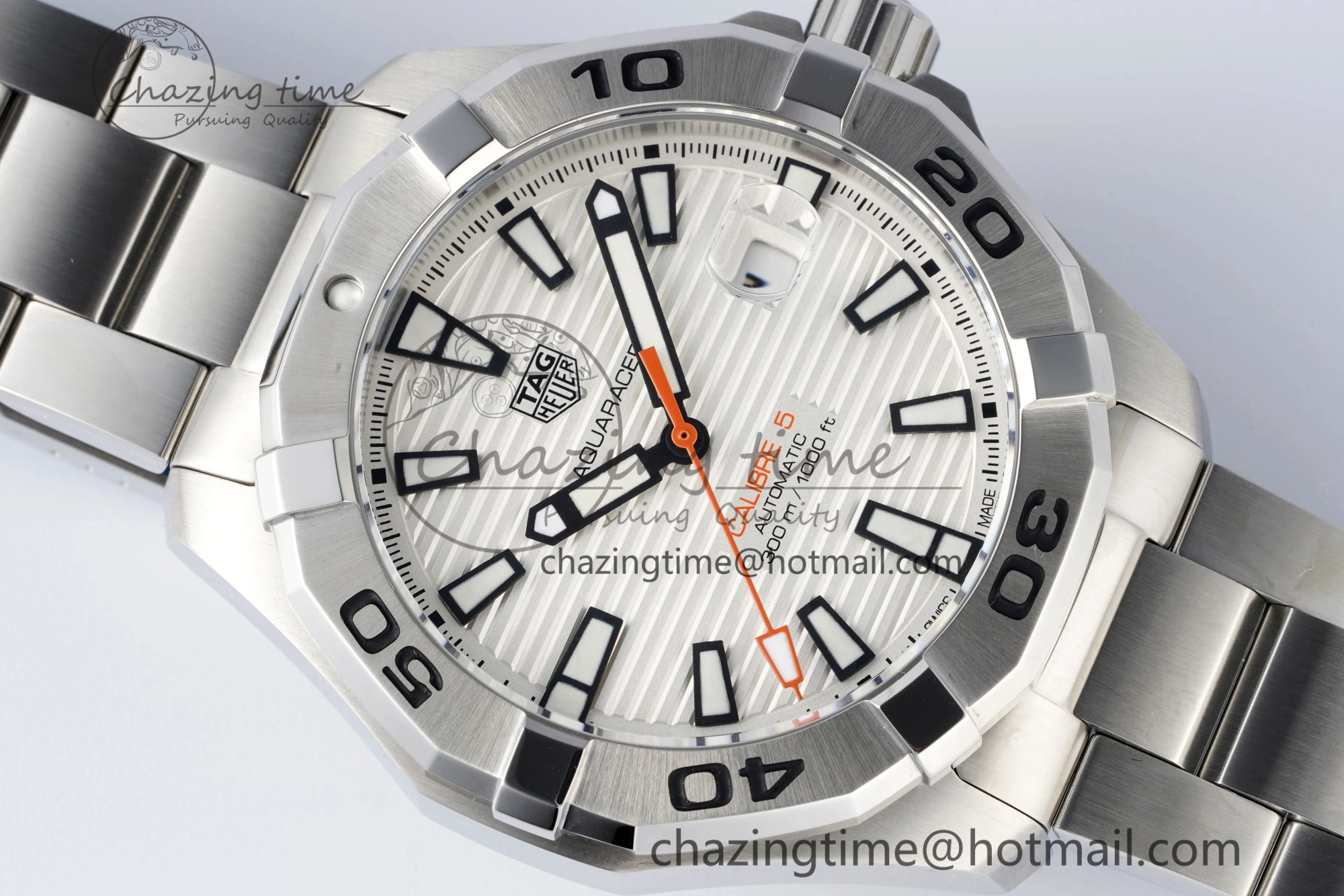 Aquaracer Calibre 5 44mm TARF 1:1 Best Edition White Dial SS Bezel on SS Bracelet SW200