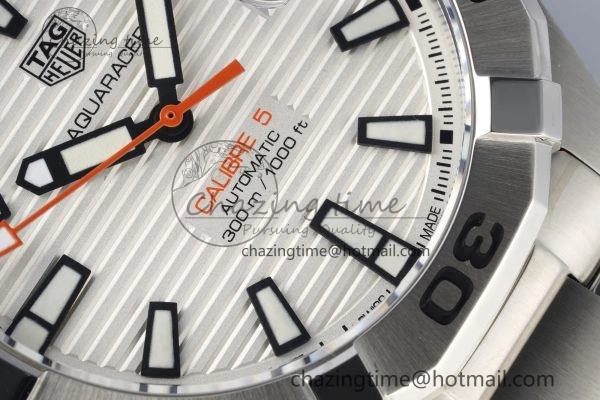 Aquaracer Calibre 5 44mm TARF 1:1 Best Edition White Dial SS Bezel on SS Bracelet SW200