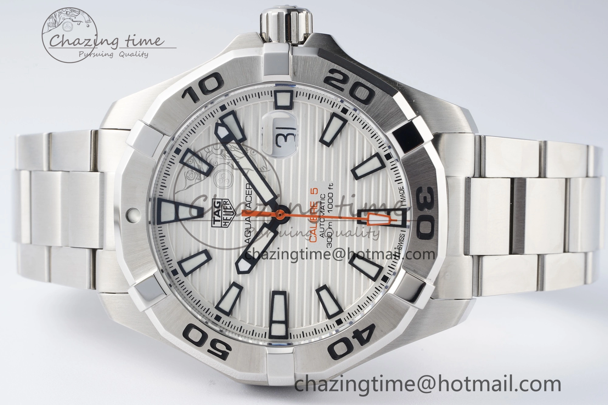Aquaracer Calibre 5 44mm TARF 1:1 Best Edition White Dial SS Bezel on SS Bracelet SW200