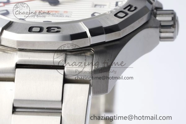 Aquaracer Calibre 5 44mm TARF 1:1 Best Edition White Dial SS Bezel on SS Bracelet SW200