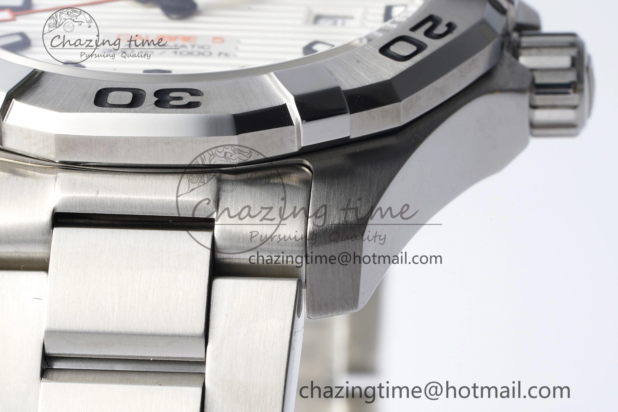 Aquaracer Calibre 5 44mm TARF 1:1 Best Edition White Dial SS Bezel on SS Bracelet SW200