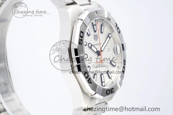 Aquaracer Calibre 5 44mm TARF 1:1 Best Edition White Dial SS Bezel on SS Bracelet SW200