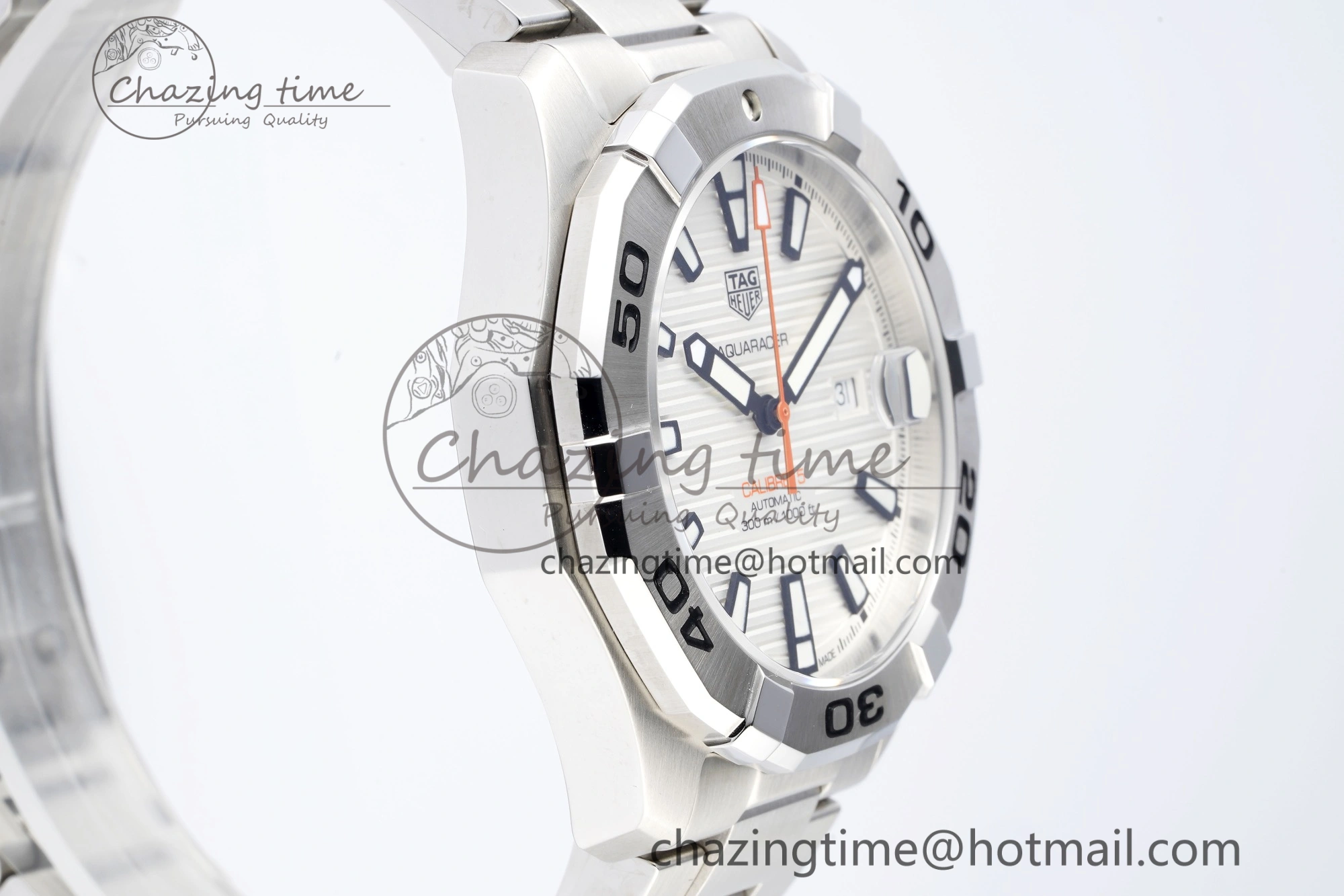 Aquaracer Calibre 5 44mm TARF 1:1 Best Edition White Dial SS Bezel on SS Bracelet SW200