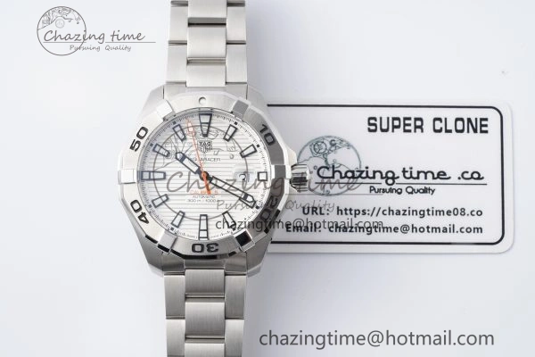 Aquaracer Calibre 5 44mm TARF 1:1 Best Edition White Dial SS Bezel on SS Bracelet SW200