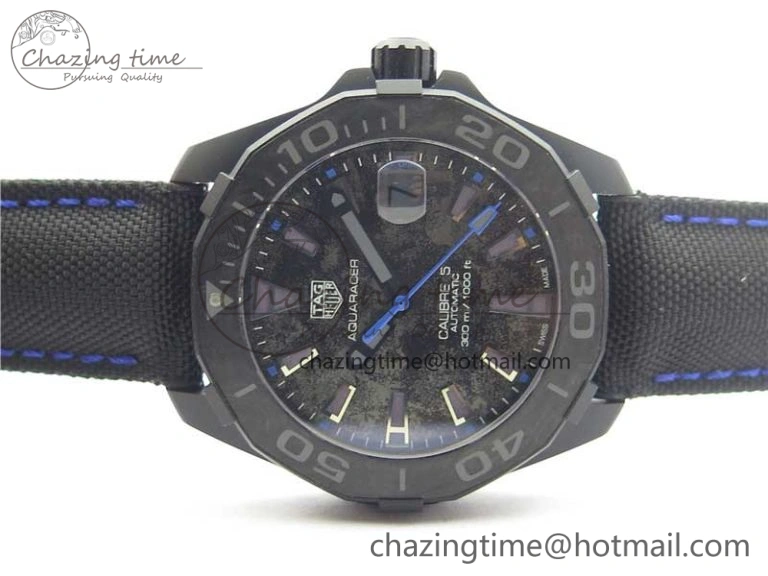 Aquaracer Calibre 5 Blue Carbon TBF 1:1 Best Edition Carbon Dial on Nylon Strap A2824
