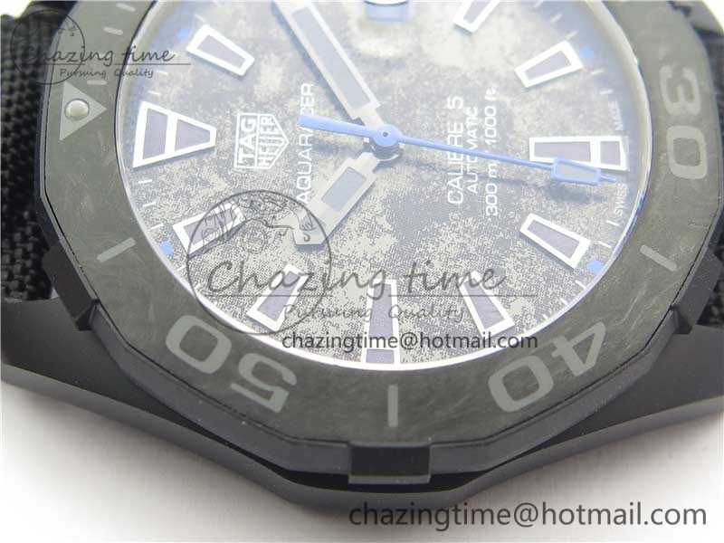 Aquaracer Calibre 5 Blue Carbon TBF 1:1 Best Edition Carbon Dial on Nylon Strap A2824