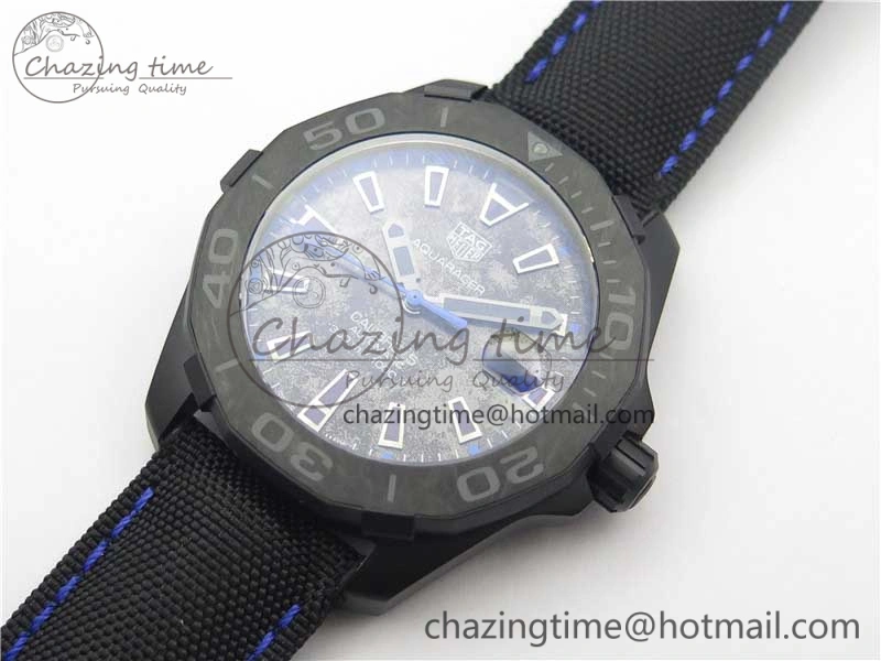 Aquaracer Calibre 5 Blue Carbon TBF 1:1 Best Edition Carbon Dial on Nylon Strap A2824