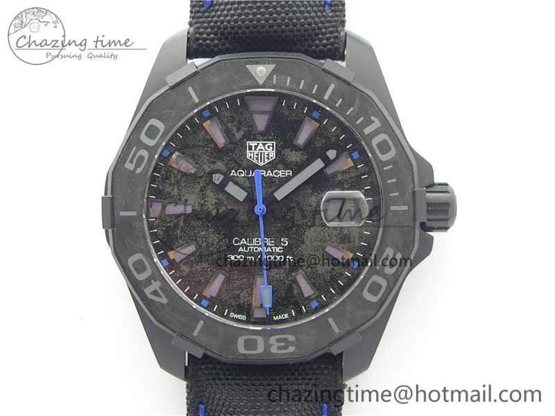 Aquaracer Calibre 5 Blue Carbon TBF 1:1 Best Edition Carbon Dial on Nylon Strap A2824