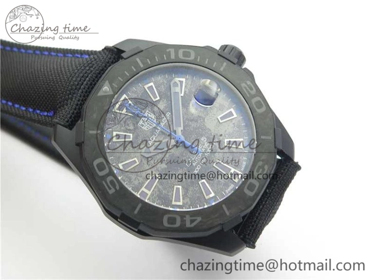 Aquaracer Calibre 5 Blue Carbon TBF 1:1 Best Edition Carbon Dial on Nylon Strap A2824