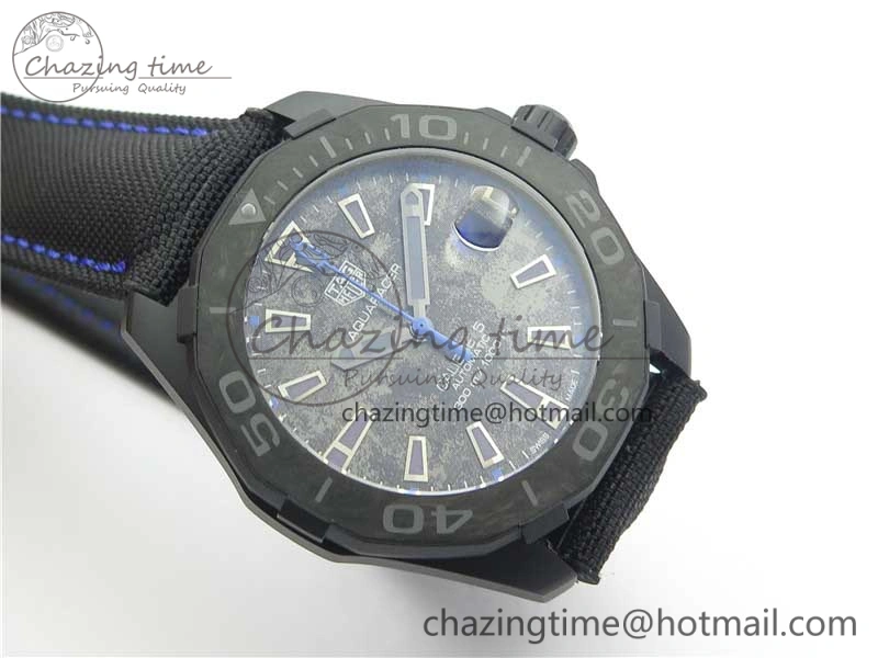 Aquaracer Calibre 5 Blue Carbon TBF 1:1 Best Edition Carbon Dial on Nylon Strap A2824