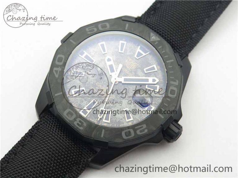 Aquaracer Calibre 5 Gold Carbon TBF 1:1 Best Edition Carbon Dial on Nylon Strap A2824