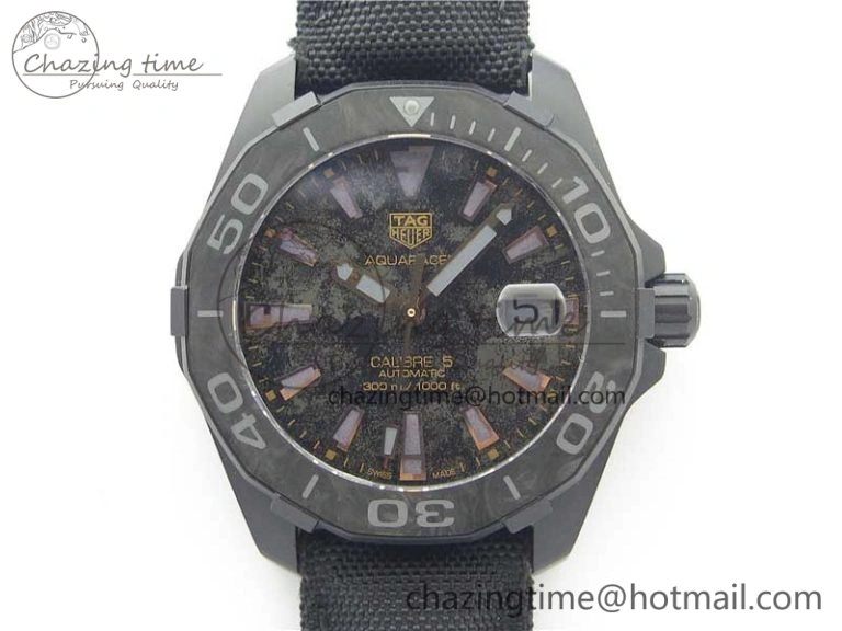 Aquaracer Calibre 5 Gold Carbon TBF 1:1 Best Edition Carbon Dial on Nylon Strap A2824