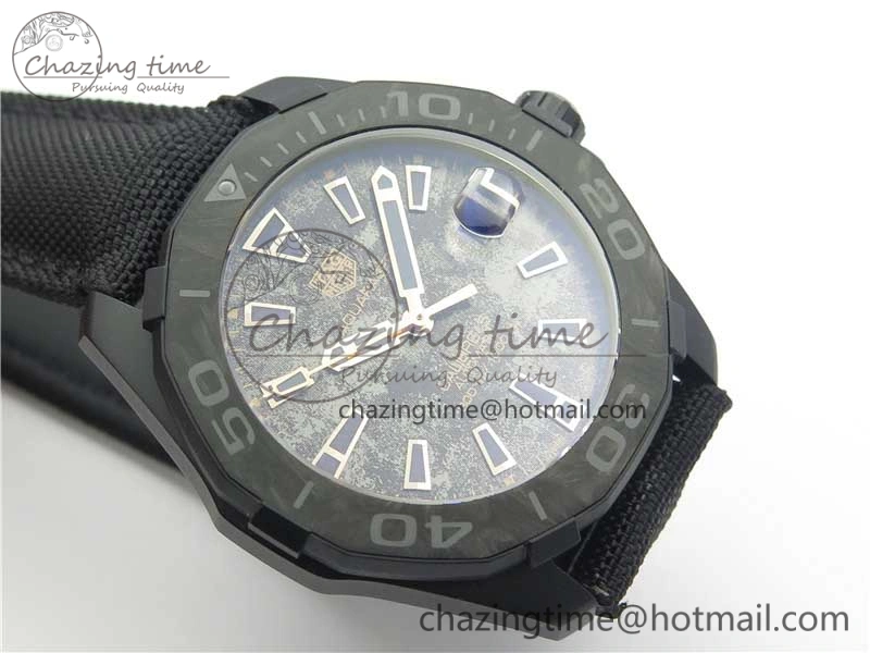 Aquaracer Calibre 5 Gold Carbon TBF 1:1 Best Edition Carbon Dial on Nylon Strap A2824