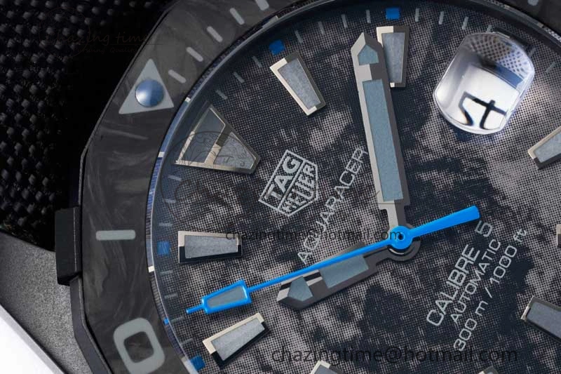 Aquaracer Calibre 5 PVD 41mm TARF 1:1 Best Edition Carbon Blue Dial on Black Nylon Strap SW200