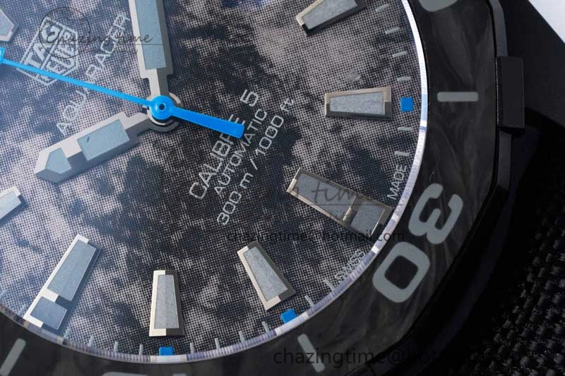 Aquaracer Calibre 5 PVD 41mm TARF 1:1 Best Edition Carbon Blue Dial on Black Nylon Strap SW200