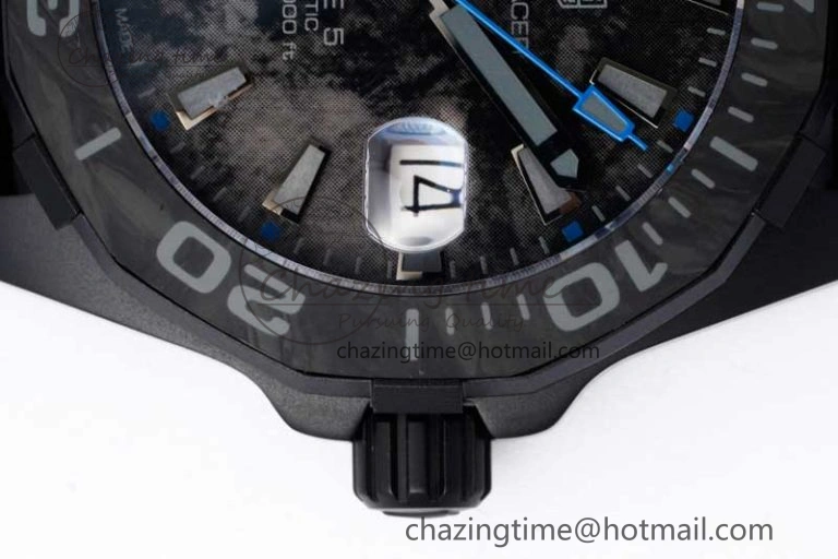 Aquaracer Calibre 5 PVD 41mm TARF 1:1 Best Edition Carbon Blue Dial on Black Nylon Strap SW200