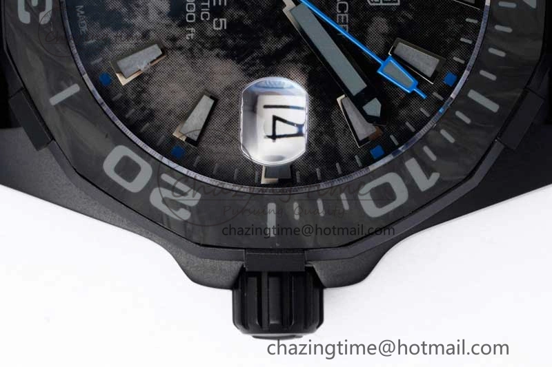 Aquaracer Calibre 5 PVD 41mm TARF 1:1 Best Edition Carbon Blue Dial on Black Nylon Strap SW200
