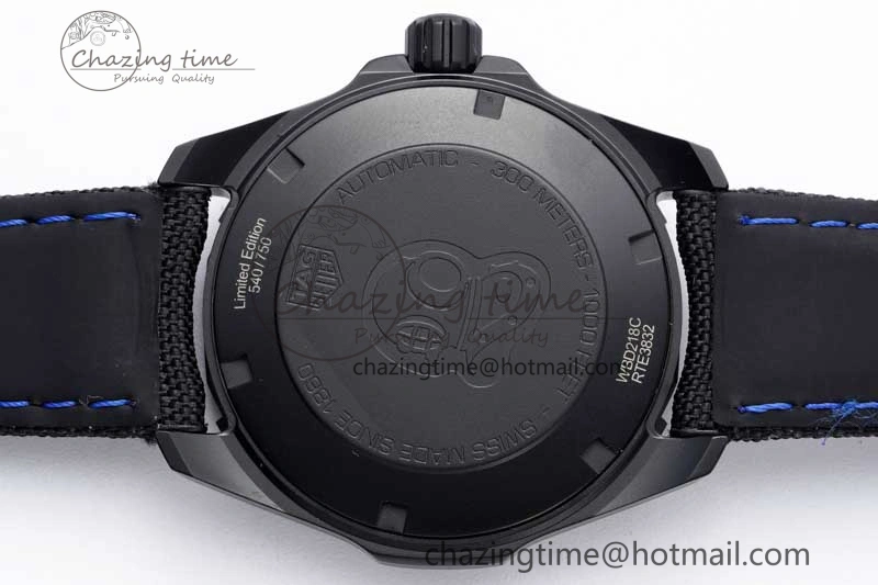Aquaracer Calibre 5 PVD 41mm TARF 1:1 Best Edition Carbon Blue Dial on Black Nylon Strap SW200