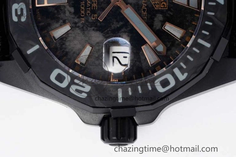 Aquaracer Calibre 5 PVD 41mm TARF 1:1 Best Edition Carbon RG Dial on Black Nylon Strap SW200
