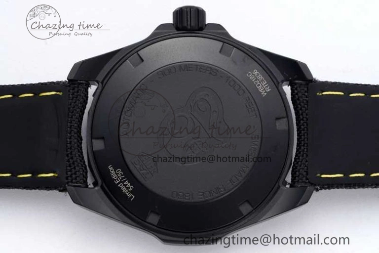 Aquaracer Calibre 5 PVD 41mm TARF 1:1 Best Edition Carbon Yellow Dial on Black Nylon Strap SW200