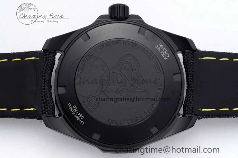 Aquaracer Calibre 5 PVD 41mm TARF 1:1 Best Edition Carbon Yellow Dial on Black Nylon Strap SW200