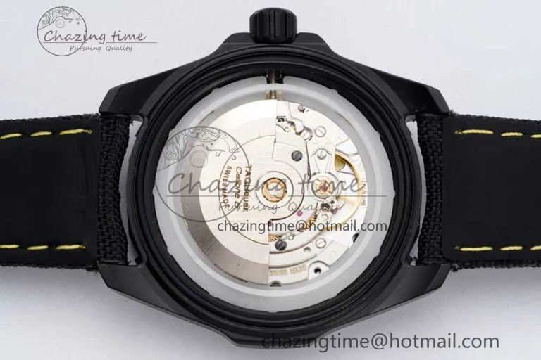 Aquaracer Calibre 5 PVD 41mm TARF 1:1 Best Edition Carbon Yellow Dial on Black Nylon Strap SW200