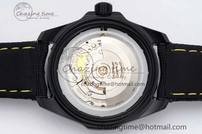 Aquaracer Calibre 5 PVD 41mm TARF 1:1 Best Edition Carbon Yellow Dial on Black Nylon Strap SW200