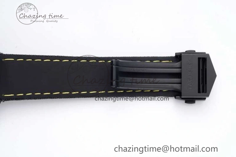 Aquaracer Calibre 5 PVD 41mm TARF 1:1 Best Edition Carbon Yellow Dial on Black Nylon Strap SW200