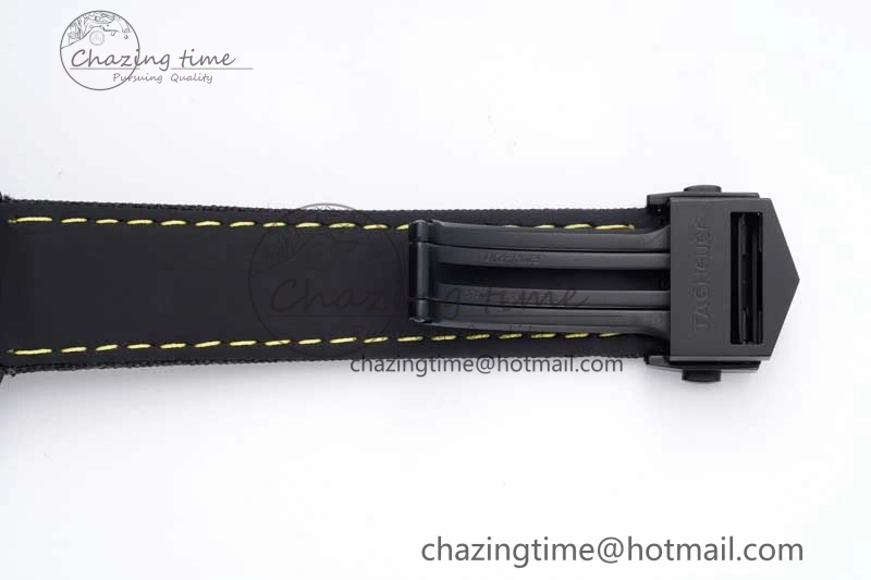 Aquaracer Calibre 5 PVD 41mm TARF 1:1 Best Edition Carbon Yellow Dial on Black Nylon Strap SW200