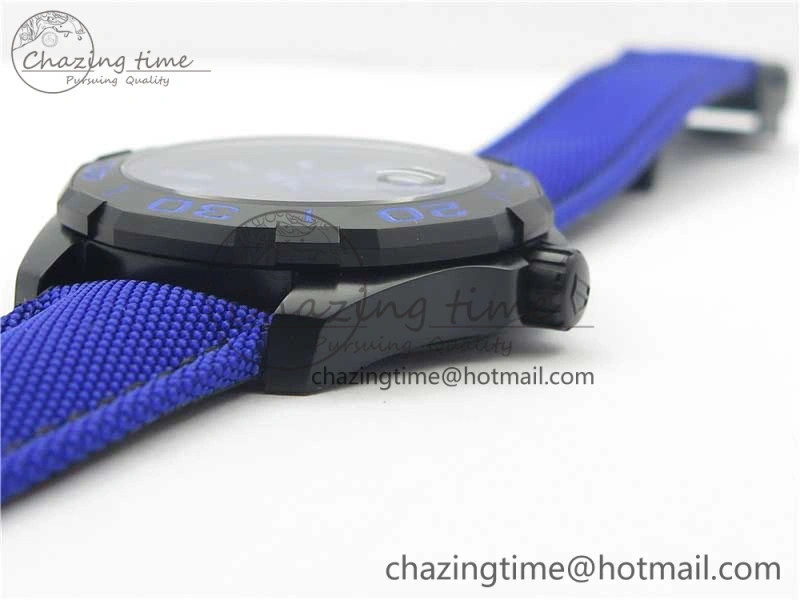 Aquaracer Calibre 5 PVD 43mm V6F 1:1 Best Edition Black Blue Dial on Blue Nylon Strap A2824