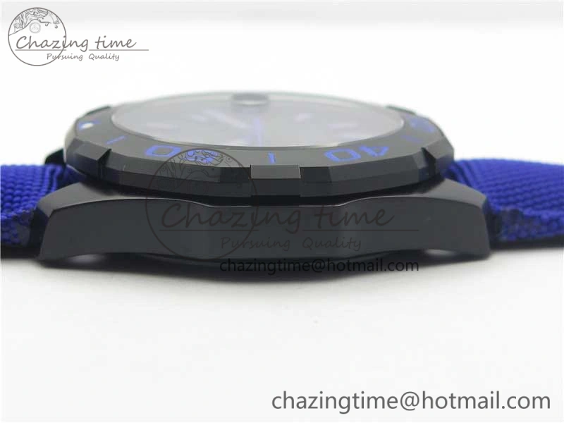 Aquaracer Calibre 5 PVD 43mm V6F 1:1 Best Edition Black Blue Dial on Blue Nylon Strap A2824