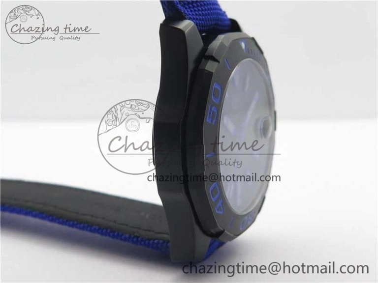 Aquaracer Calibre 5 PVD 43mm V6F 1:1 Best Edition Black Blue Dial on Blue Nylon Strap A2824