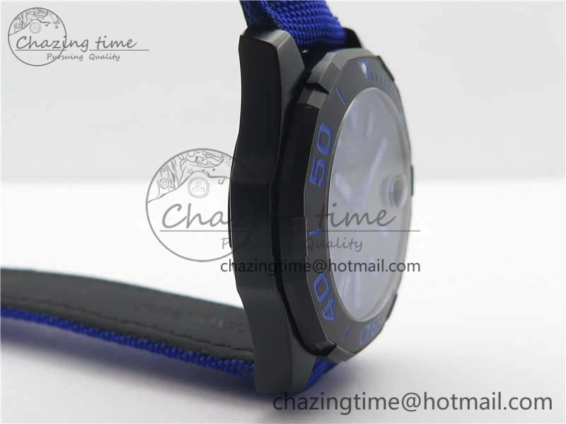 Aquaracer Calibre 5 PVD 43mm V6F 1:1 Best Edition Black Blue Dial on Blue Nylon Strap A2824